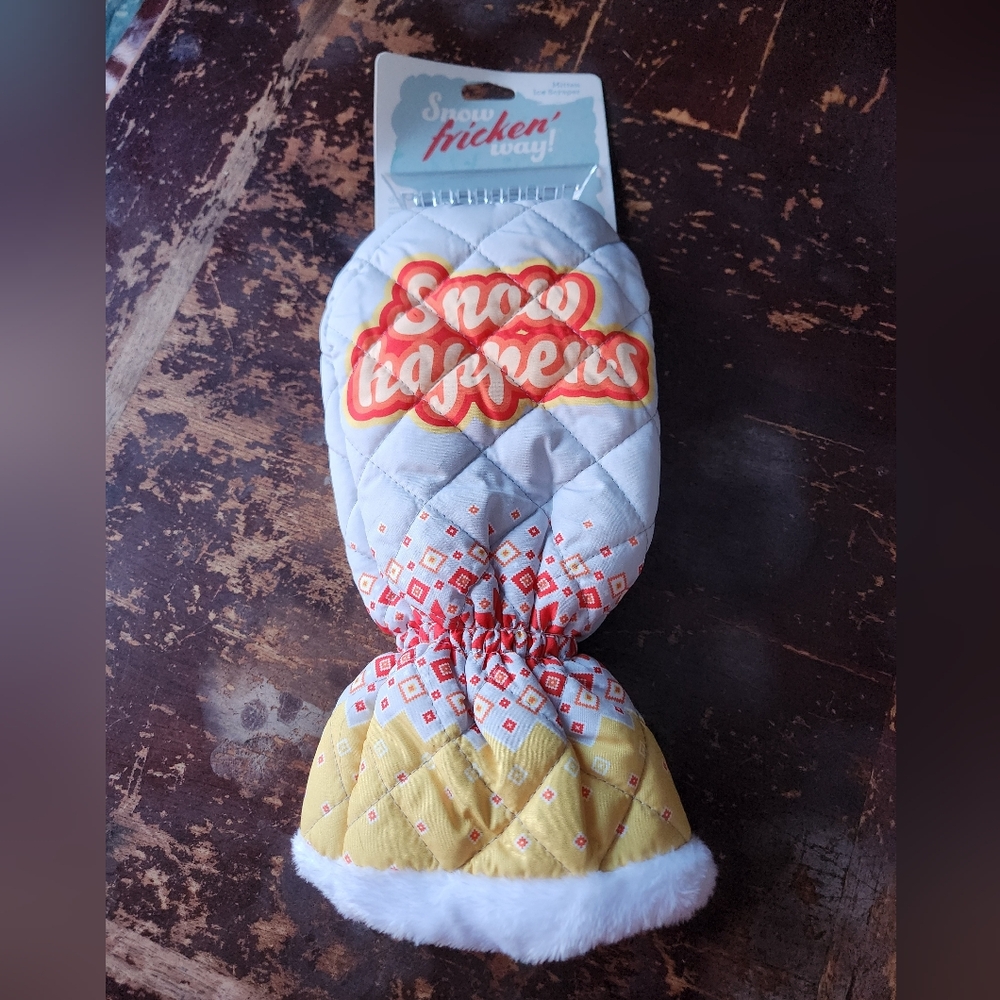 Novelty Snow Scraper Mitt "Snow Happens"
